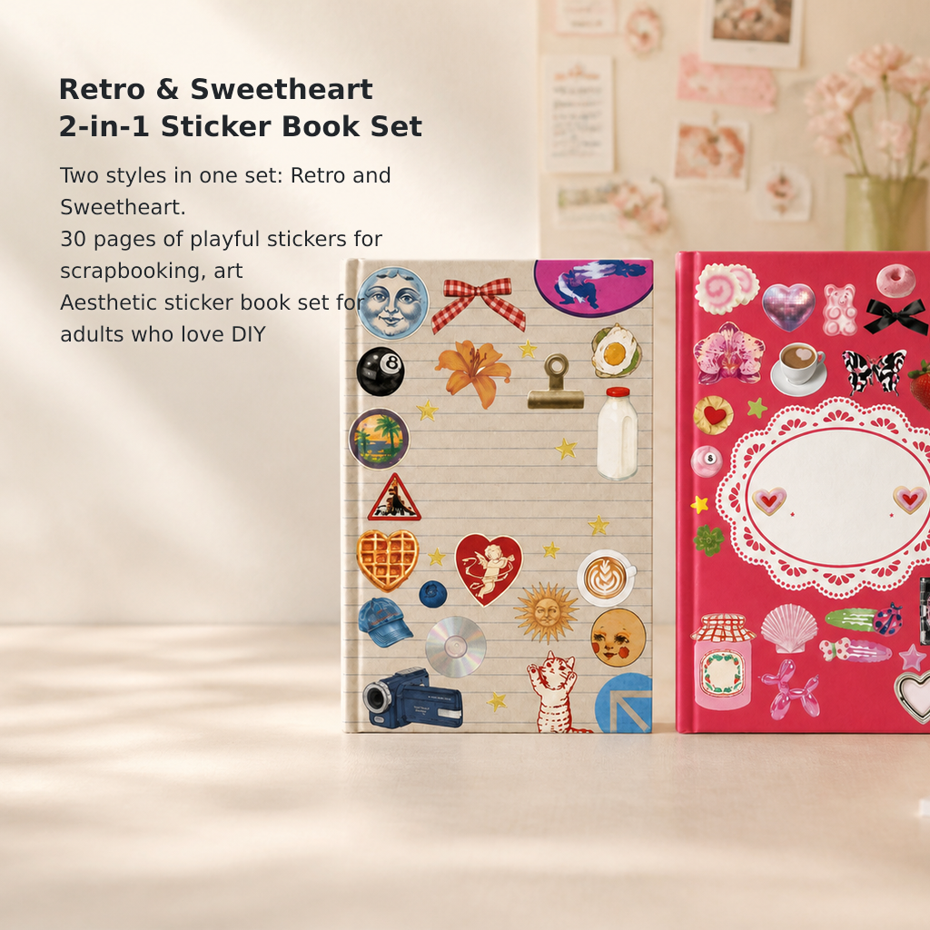 Vintage & Sweetheart 2-in-1 Sticker Book Set