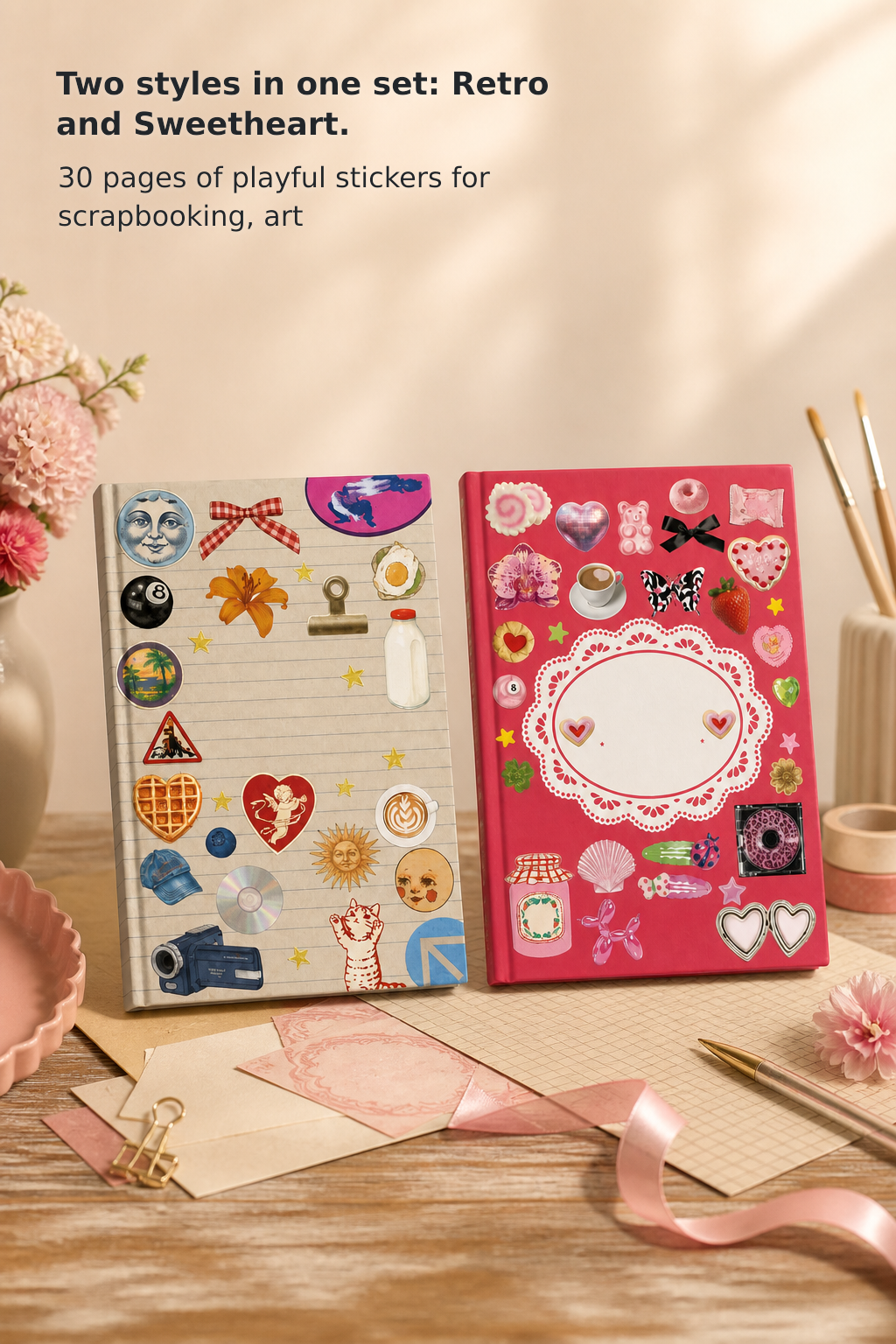 Vintage & Sweetheart 2-in-1 Sticker Book Set